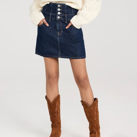 RE/DONE Corset Denim Mini Skirt Indigo SIZE 27 Jean Western Designer $285 NEW - Picture 4 of 12